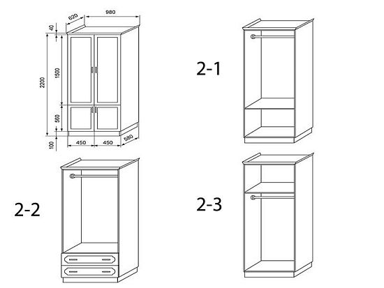 Шкаф №3 (ясень/лдсп), 2 створки 4 (фото)